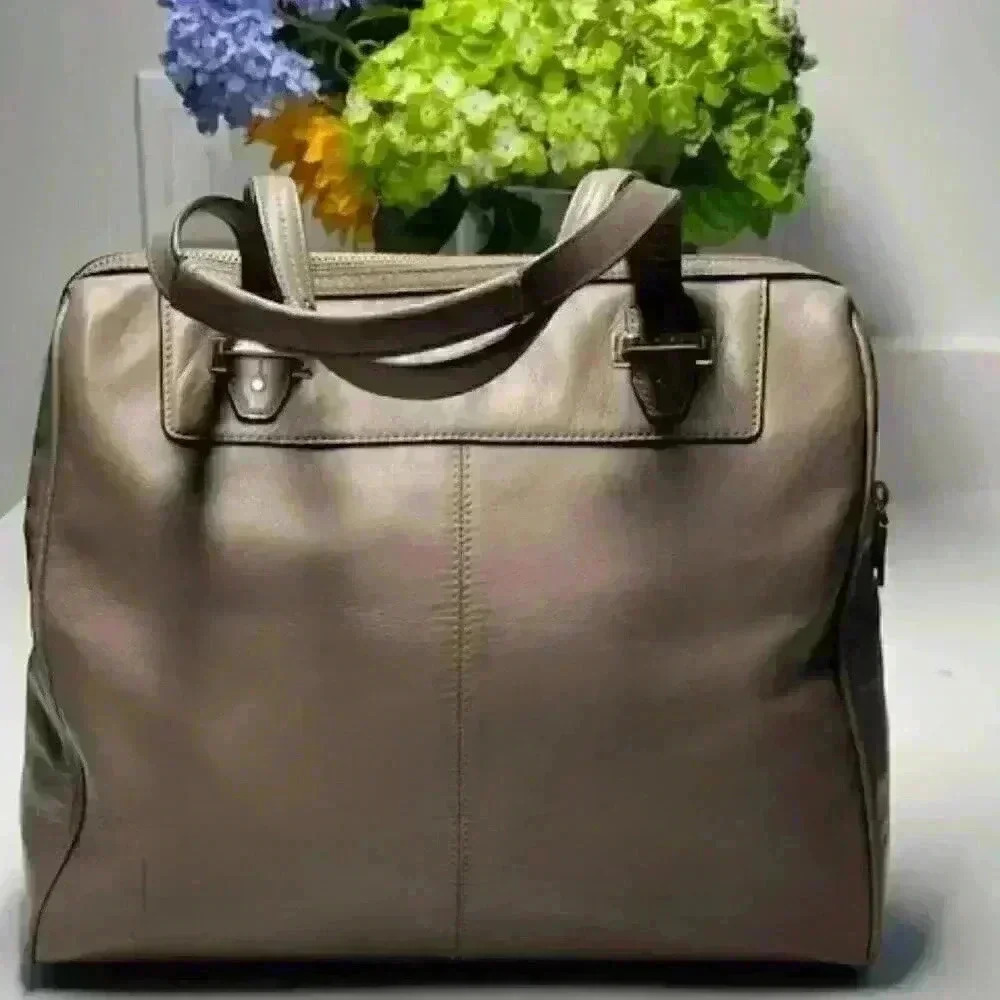 Coach F30965 TAYLOR Leather BOWLER SATCHEL Bag Purse Gray Taupe Color - Picture 2 of 16